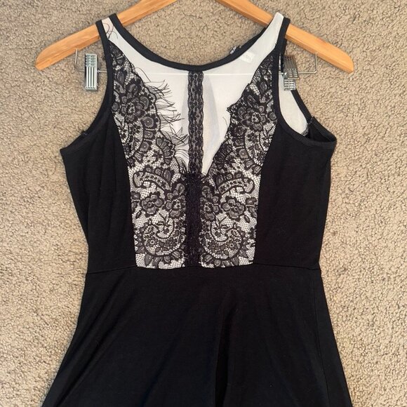 Poof Couture High Low Maxi Dress Black White Sheer Lace Size Medium - Picture 3 of 8